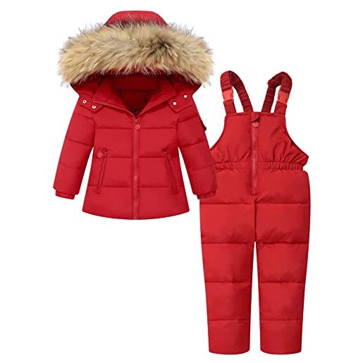 Zoerea tuta da sci per bambino unisex set tute completo da neve 2 pezzi snowsuit caldo invernale giacca cappotto con cappuccio
