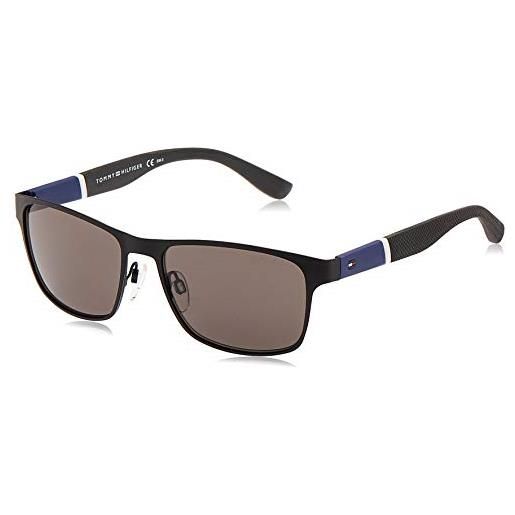 Tommy Hilfiger th 1283/s nr fo3 55, occhiali da sole, uomo, 55, nero (bluewhtgry/brown grey)