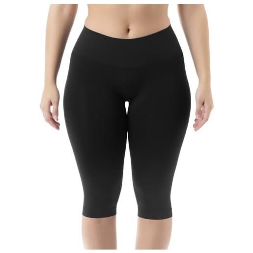 FarmaCell 604y (blu, xl) leggings anticellulite donna 3/4, leggings capri modellanti con effetto fir, made in italy