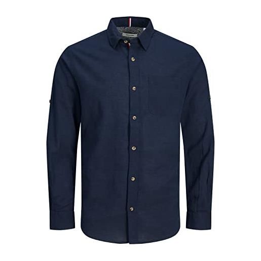 Jack & jones jjsummer detail shirt ls spr 23 maglietta, blazer blu marine, xxl uomo