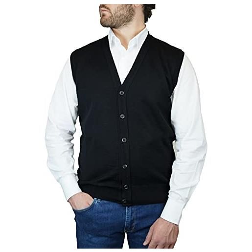Iacobellis maglione uomo pullover gilet aperto con bottoni misto lana merinos extrafine made in italy 4xl antracite