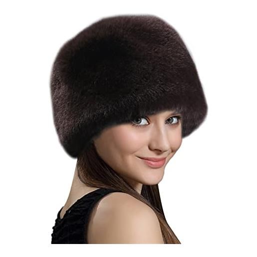 Lifup donna cappello cosacco in pelliccia sintetica, caldo berretto in stile russo, cappellini invernali beige marrone