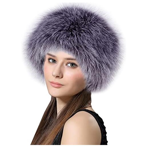 Lifup donna cappello cosacco in pelliccia sintetica, caldo berretto in stile russo, cappellini invernali bianco 3