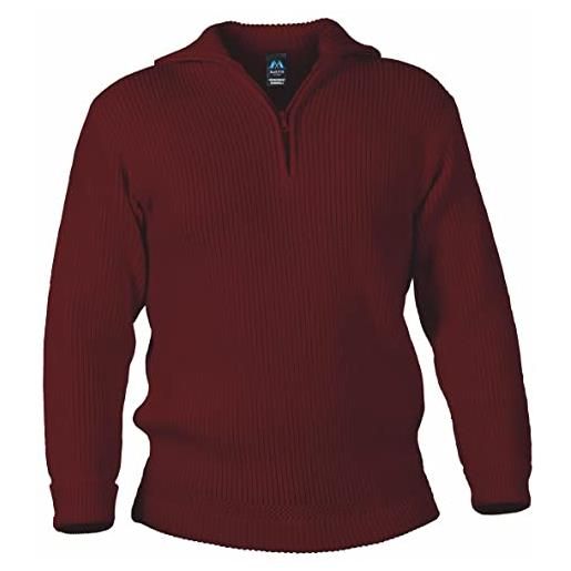 Blauer Peter - maglione con colletto e zip sul torace - in lana merino -10 colori, colore: bordeaux, taglia: 54