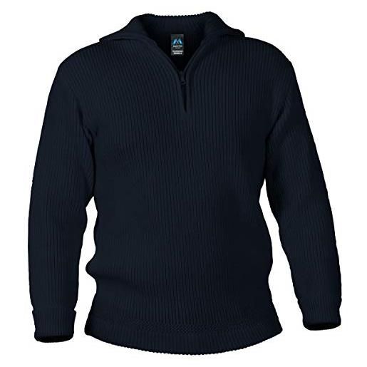 Blauer Peter - maglione con colletto e zip sul torace - in lana vergine - 9 colori, colore: nero, taglia: 54
