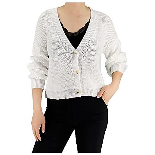 JOPHY & CO. maglia cardigan donna scollo a v in cotone a maniche lunghe (cod. 1505) (nero, m)