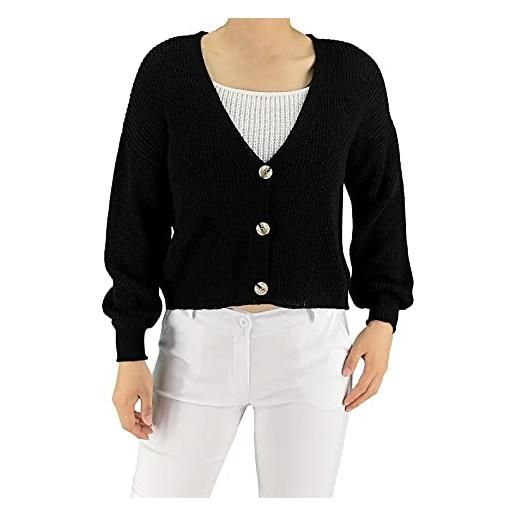 JOPHY & CO. maglia cardigan donna scollo a v in cotone a maniche lunghe (cod. 1505) (bianco, s)