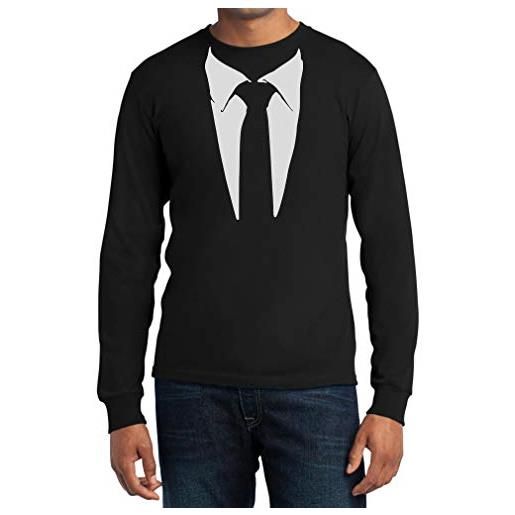 Shirtgeil completo smoking con cravatta stampato maglia uomo manica lunga x-large nero