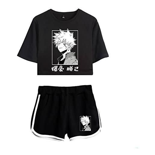 LKY STAR my hero academia t-shirt e corti sets anime mha cosplay deku shoto tops e pantalone 2pcs per donna ragazze