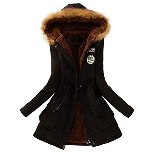ShangSRS cappotto invernale da donna pelliccia faux giacca parka con cappuccio in pelliccia cardigan lungo elegante trench jacket outwear (rosa-2, l)