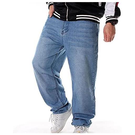 Chahuer jeans hip hop da uomo baggy fashion street dance rock rap jeans pantaloni jeans da skateboard jeans taglie forti blu l