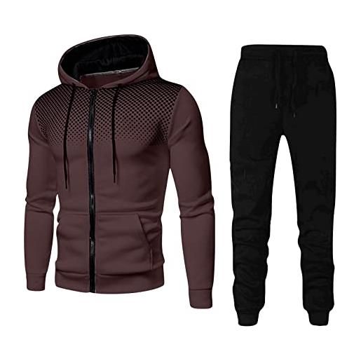 Kobilee tute uomo complete offerte cotone palestra elegante tute da ginnastica felpa con cappuccio e pantalone due pezzi suit tracksuit tuta felpata leggero invernale tuta sportiva tuta completa