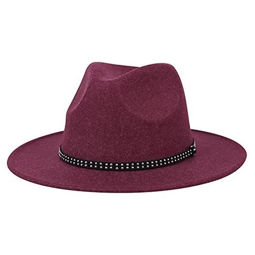 AIEOE - cappello fedora, da uomo e donna, in feltro, cappello jazz, a tesa larga, regolabile, per autunno e inverno, cappello panama, marrone-d, taglia unica