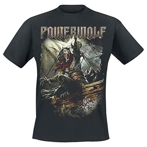 Powerwolf sainted by the storm uomo t-shirt nero m 100% cotone regular