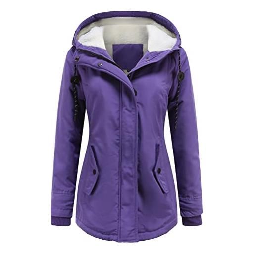 ticticlily parka donna invernale cappotto con cappuccio pelliccia sintetica manica lunga elegante giacche caldo giubbotto giubbino trenchcoats per donna rosa xl