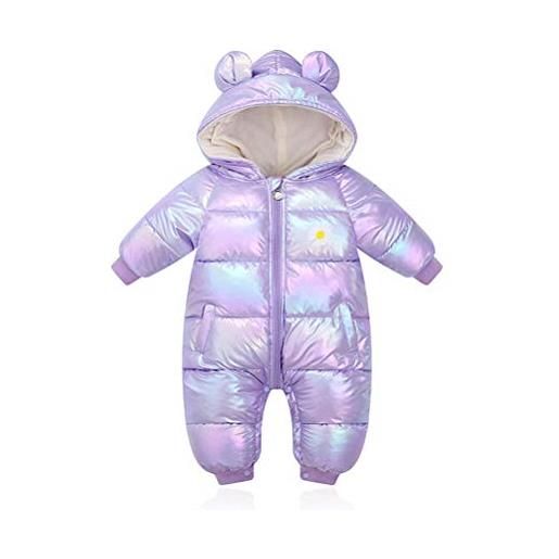 ARAUS araboyo tutone con cappuccio neonato pagliaccetti di piumini da neonato impermeabile da bambina zip up tuta da neve per inverno 3-6 mesi