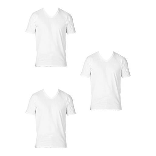 Enrico Coveri 3 t-shirt uomo mezza manica scollo a punta caldo cotone interlock art. Et1201 (5/l, assortito)