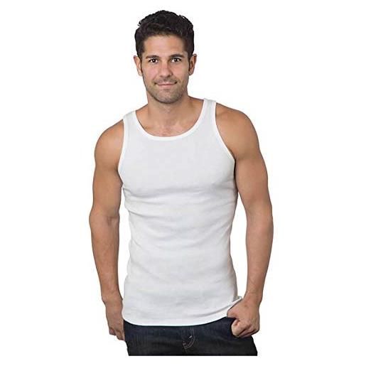 Enrico Coveri 6 pezzi canottiera coveri uomo spalla larga et1102 in cotone pettinato, bianco, 5/l