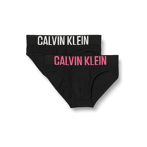 Calvin Klein hip brief 2pk slip, black w/white wb, x-large (pacco da 2) uomo