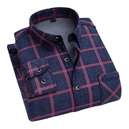 Hinewsa grandi dimensioni in pile caldo plaid camicia regolare fit più velluto spessa camicia casual abbigliamento maschile, 22-2, 6x-large