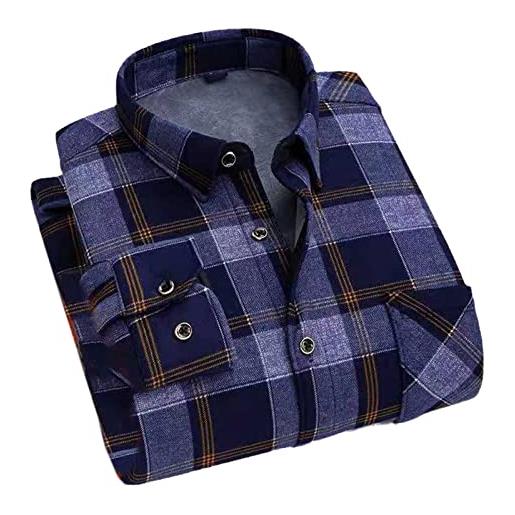 Hinewsa grandi dimensioni in pile caldo plaid camicia regolare fit più velluto spessa camicia casual abbigliamento maschile, 22-2, 6x-large
