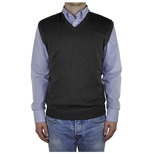 Redmond maglione da uomo melange in tinta unita, 100% cotone grigio scuro m