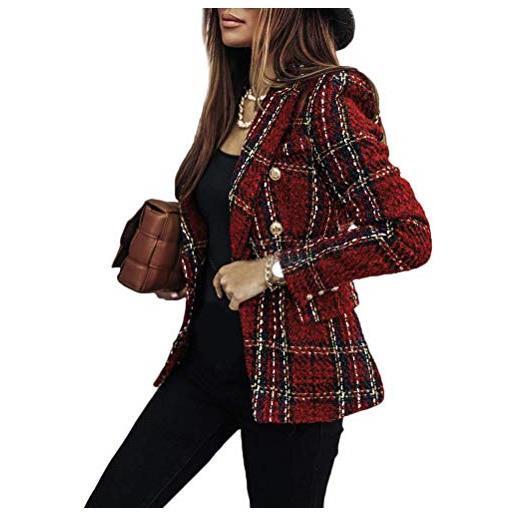 Onsoyours donna manica lunga colletto cappotto elegante ufficio business blazer top a quadri slim fit giacca con pulsante corto ol tailleur giacca a rosso xl