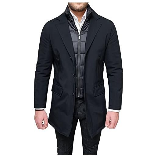 Evoga giaccone piumino uomo sartoriale giacca soprabito elegante casual invernale (s, 152 blu)