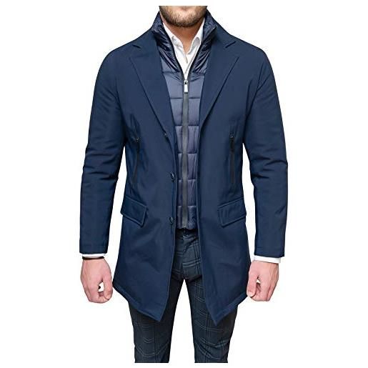 Evoga giaccone piumino uomo sartoriale giacca soprabito elegante casual invernale (m, nero)