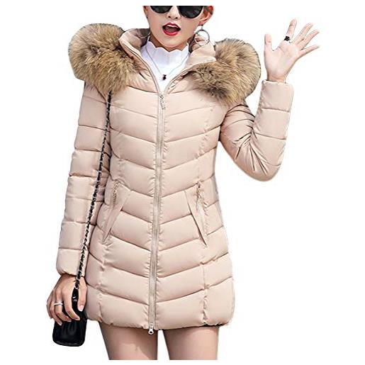 ORANDESIGNE Cappotto Invernale Donna Piumino Giacca Lungo Giubbino con  Pelliccia Cappuccio Piumino Cappotti Eleganti Caldo Parka Outwear Trench