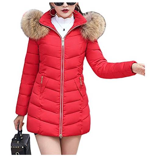 ORANDESIGNE cappotto donna elegante piumino giacca invernale lungo cappotti eleganti addensare caldo leggero parka outwear trench giubbotto a rosso 42