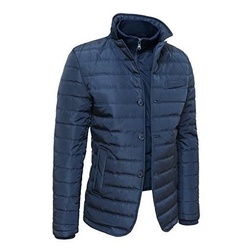 Evoga elegante giubbotto piumino uomo sartoriale slim fit con gilet interno (xl, blu)