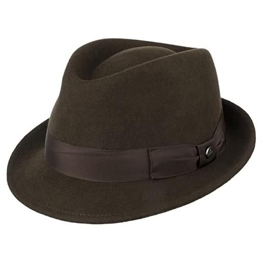 LIERYS classic wool trilby donna/uomo - cappello in feltro di lana - fedora estate/inverno - cappello da pioggia ripieghevole (strapazzabile) - cappello per l'esterno marrone scuro xl (60-61 cm)