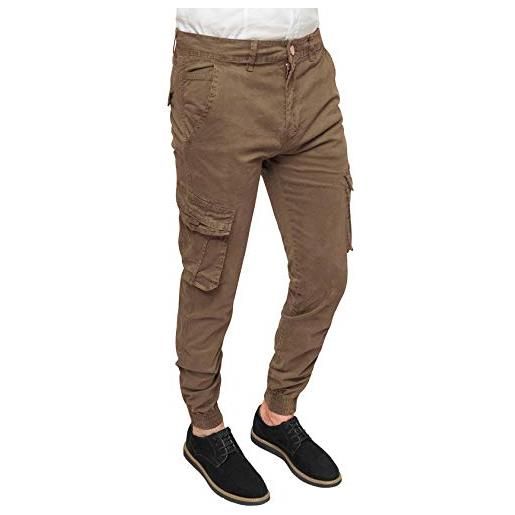 Evoga pantaloni uomo cargo slim fit jeans con tasconi laterali (44, 04 grigio)