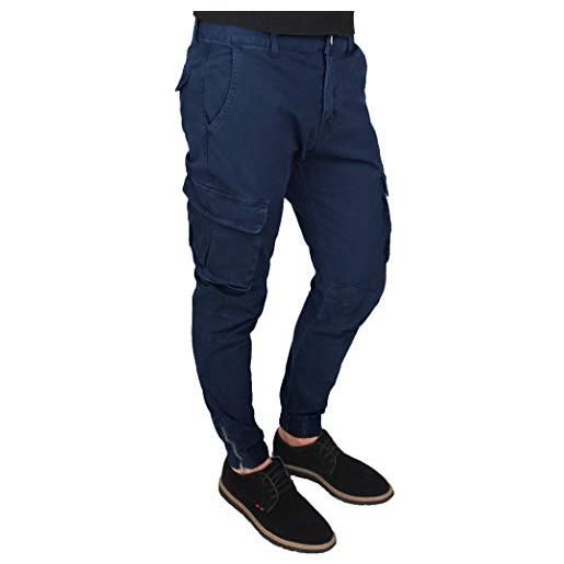 Evoga pantaloni uomo cargo slim fit jeans con tasconi laterali (52, beige)