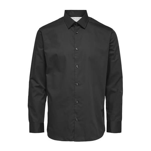 SELECTED HOMME slhregethan-maglietta ls classic b noos camicia, nero, l uomo