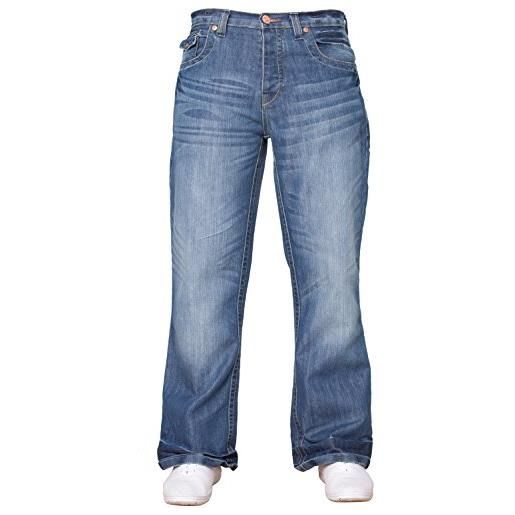APT - jeans da uomo basic bootcut a gamba larga, in denim svasato, gamma di misure e colori disponibili grigio 44w x 32l