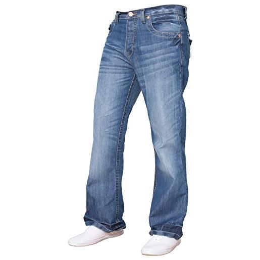 APT jeans da uomo basic con gamba larga svasata in denim, taglie e colori disponibili, blu, 34w/30l