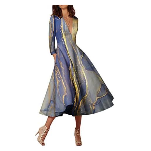 ORANDESIGNE abito da cocktail donna vestiti da matrimonio elegante scollo a v profondo vestito vintage a pieghe skater abito midi damigella sera cerimonia abito da festa retrò a bianco 01 l