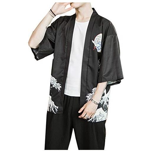 Sunma uomo estate kimono giapponese maglietta sciolto stampato floreale 3/4 manica cappotto jacket cardigan