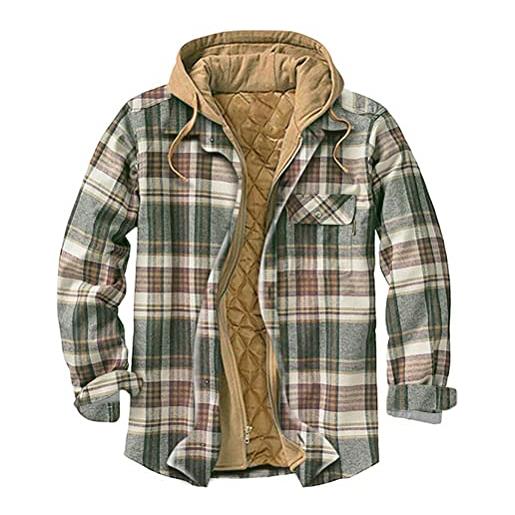 Minetom uomo camicia da plaid giacca a quadri camicia imbottita da lavoro di cotone cappotto invernale giubbotto con zip outwear a plaid 15 l