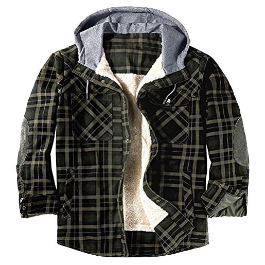 Minetom camicia da uomo plaid giacca a quadri camicia imbottita da lavoro di cotone cappotto invernale giubbotto con zip outwear e blu xs