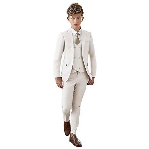 Botong peak risvolto vestito per ragazzi slim fit blazer gilet pantaloni ragazzi partito vestito ragazzi abito formale bambino matrimonio smoking, bianco, 16 anni