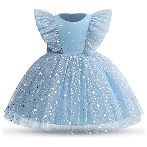 TTYAOVO bambino ragazza stella principessa compleanno festa vestito taglia 120(4-5 anni) 745 profondità blu