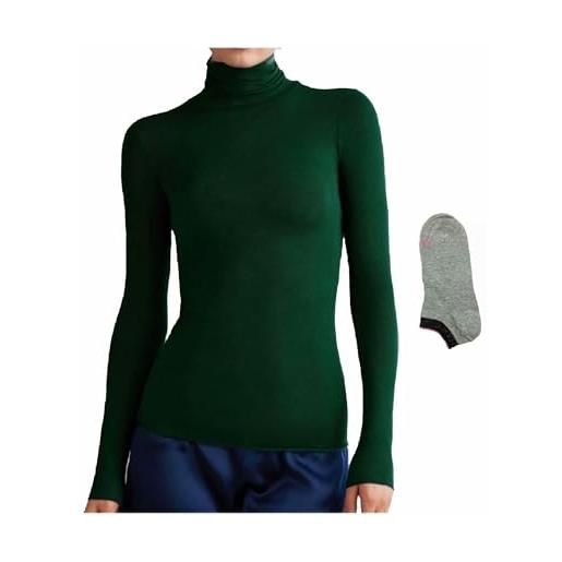 JADEA maglia cashmere offerta 1-2 pezzi + calza maglia donna manica lunga collo alto maglia donna invernale dolcevita sottogiacca donna (l, 1 pezzo verde + calza)