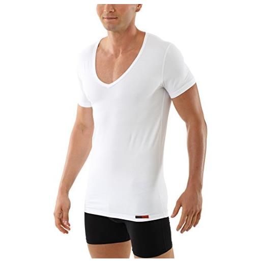 ALBERT KREUZ maglietta intima cotone elasticizzato maniche corte scollo a v profondo deep-v hamburg bianca taglia 06/l