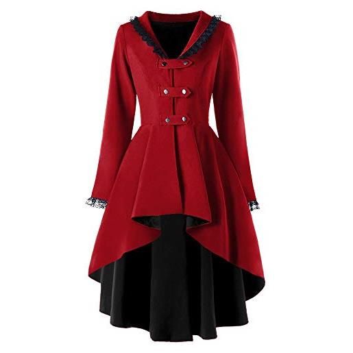VERNASSA giacca steampunk gotica vintage in pizzo da donna, cappotti outwear costume vittoriano uniforme, soprabito manica lunga per la festa di halloween