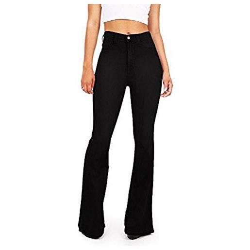 Minetom donne jeans a zampa di elefante pantaloni a zampa di elefante pantaloni a vita alta elasticizzati bootcut pants z3 nero m