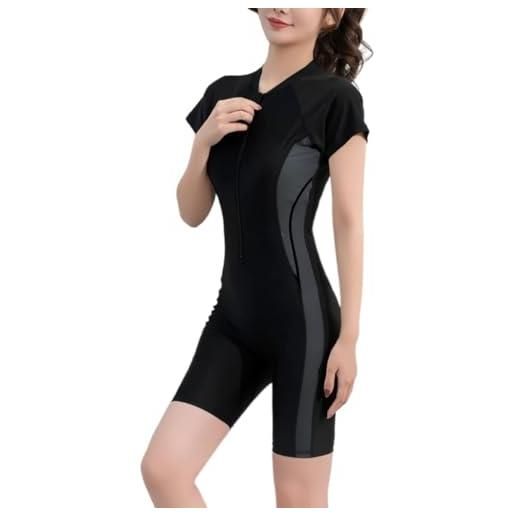 Beachkini costume da bagno a maniche lunghe con zip da donna costume intero da bagno ricreativo rash guards