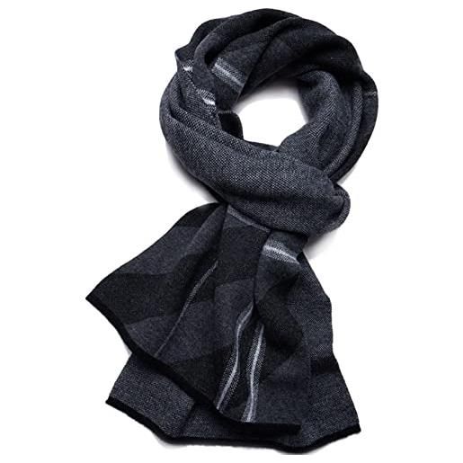 BESTORI uomo invernale sciarpa 100% lana cashmere morbida calda sciarpa grigio, 175 x 30 cm